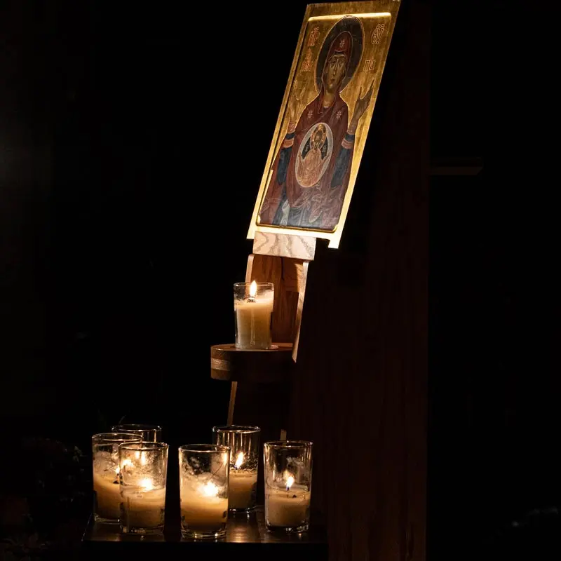 Small altar with candles